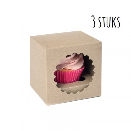 Dronken worden duif Citaat HoM Cupcake Doosje 1 Kraft (incl. tray met venster) 3st. | Super-taart